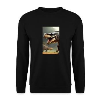 Dinosaurier | T-Rex | Tyrannosaurus - Unisex Pullover - Schwarz - Vorne - Alina (178cm) & Michal (187cm)