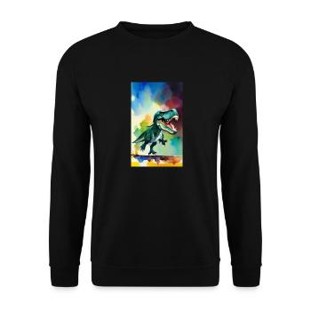 Dinosaurier | T-Rex | Tyrannosaurus - Unisex Pullover - Schwarz - Vorne - Alina (178cm) & Michal (187cm)