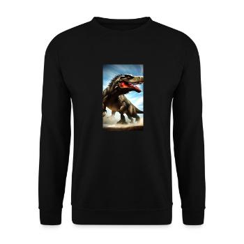 Dinosaurier | T-Rex | Tyrannosaurus - Unisex Pullover - Schwarz - Vorne - Alina (178cm) & Michal (187cm)