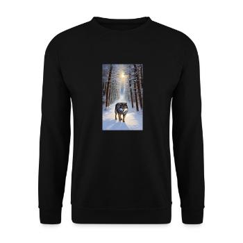Loup | Prédateur | Chien | Mystique - Sweat-shirt Unisexe - noir - Devant - Alina (178cm) & Michal (187cm)