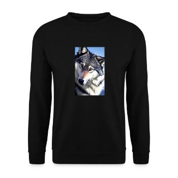 Loup | Prédateur | Chien | Mystique - Sweat-shirt Unisexe - noir - Devant - Alina (178cm) & Michal (187cm)