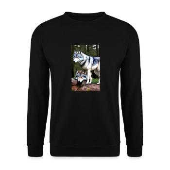 Loup | Prédateur | Chien | Mystique - Sweat-shirt Unisexe - noir - Devant - Alina (178cm) & Michal (187cm)