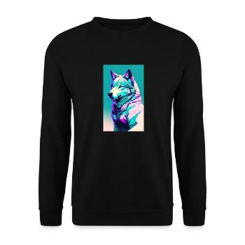 Loup | Prédateur | Chien | Mystique - Sweat-shirt Unisexe - noir - Devant - Alina (178cm) & Michal (187cm)