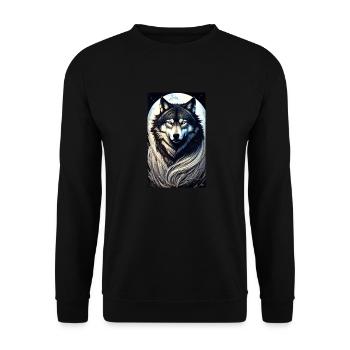 Loup | Prédateur | Chien | Mystique - Sweat-shirt Unisexe - noir - Devant - Alina (178cm) & Michal (187cm)