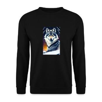 Loup | Prédateur | Chien | Mystique - Sweat-shirt Unisexe - noir - Devant - Alina (178cm) & Michal (187cm)