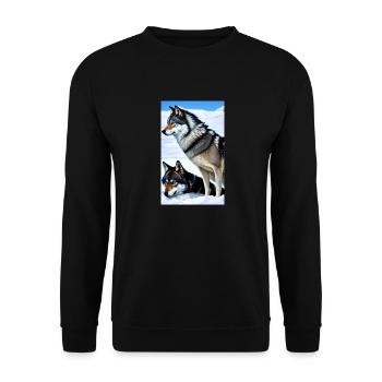 Loup | Prédateur | Chien | Mystique - Sweat-shirt Unisexe - noir - Devant - Alina (178cm) & Michal (187cm)