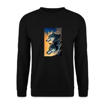 Wolf | Predator | Dog | Mystical - Unisex Sweatshirt - black - Front - Alina (178cm) & Michal (187cm)