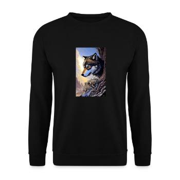 Wolf | Predator | Dog | Mystical - Unisex Sweatshirt - black - Front - Alina (178cm) & Michal (187cm)