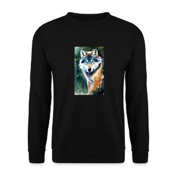 Loup | Prédateur | Chien | Mystique - Sweat-shirt Unisexe - noir - Devant - Alina (178cm) & Michal (187cm)
