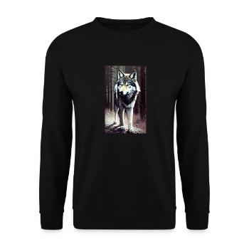 Wolf | Predator | Dog | Mystical - Unisex Sweatshirt - black - Front - Alina (178cm) & Michal (187cm)