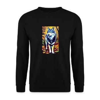 Loup | Prédateur | Chien | Mystique - Sweat-shirt Unisexe - noir - Devant - Alina (178cm) & Michal (187cm)