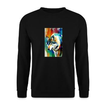 Loup | Prédateur | Chien | Mystique - Sweat-shirt Unisexe - noir - Devant - Alina (178cm) & Michal (187cm)