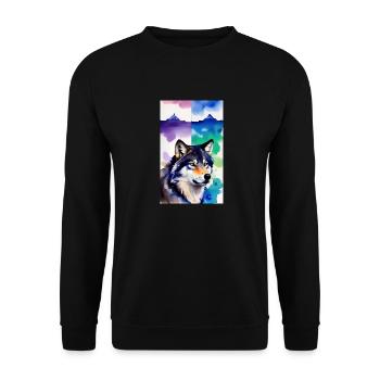Loup | Prédateur | Chien | Mystique - Sweat-shirt Unisexe - noir - Devant - Alina (178cm) & Michal (187cm)