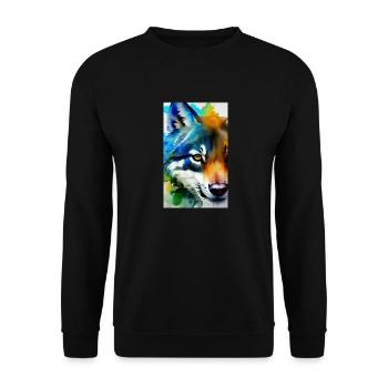 Loup | Prédateur | Chien | Mystique - Sweat-shirt Unisexe - noir - Devant - Alina (178cm) & Michal (187cm)