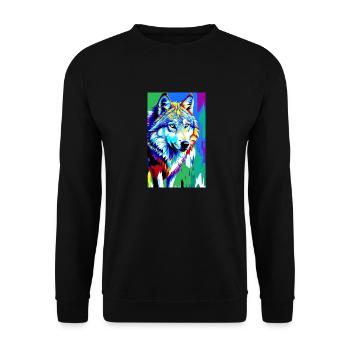 Loup | Prédateur | Chien | Mystique - Sweat-shirt Unisexe - noir - Devant - Alina (178cm) & Michal (187cm)