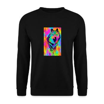 Loup | Prédateur | Chien | Mystique - Sweat-shirt Unisexe - noir - Devant - Alina (178cm) & Michal (187cm)