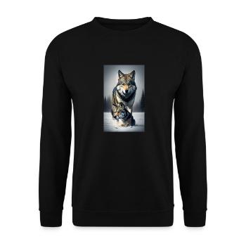 Wolf | Raubtier | Hund | Mystisch - Unisex Pullover - Schwarz - Vorne - Alina (178cm) & Michal (187cm)