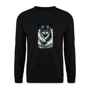 Wolf | Raubtier | Hund | Mystisch - Unisex Pullover - Schwarz - Vorne - Alina (178cm) & Michal (187cm)