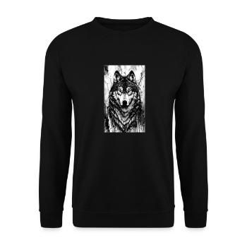 Loup | Prédateur | Chien | Mystique - Sweat-shirt Unisexe - noir - Devant - Alina (178cm) & Michal (187cm)