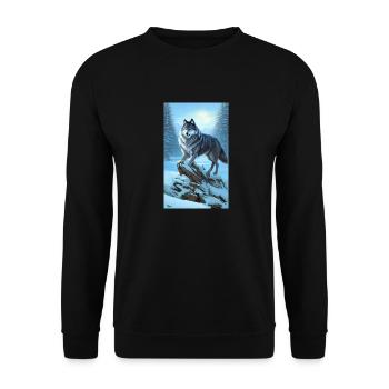 Wolf | Raubtier | Hund | Mystisch - Unisex Pullover - Schwarz - Vorne - Alina (178cm) & Michal (187cm)