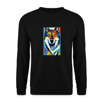 Loup | Prédateur | Chien | Mystique - Sweat-shirt Unisexe - noir - Devant - Alina (178cm) & Michal (187cm)