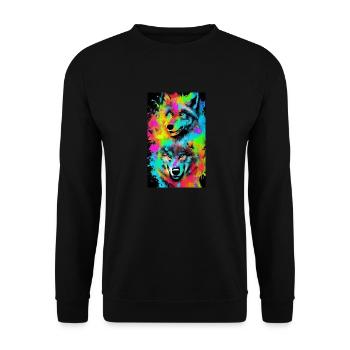 Loup | Prédateur | Chien | Mystique - Sweat-shirt Unisexe - noir - Devant - Alina (178cm) & Michal (187cm)