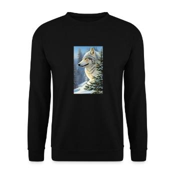 Loup | Prédateur | Chien | Mystique - Sweat-shirt Unisexe - noir - Devant - Alina (178cm) & Michal (187cm)