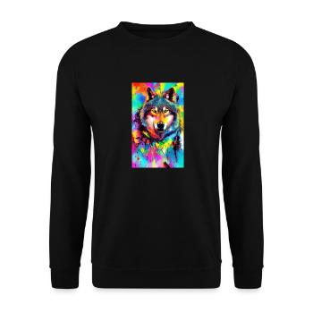 Loup | Prédateur | Chien | Mystique - Sweat-shirt Unisexe - noir - Devant - Alina (178cm) & Michal (187cm)