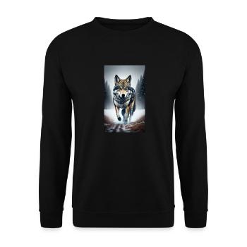 Wolf | Raubtier | Hund | Mystisch - Unisex Pullover - Schwarz - Vorne - Alina (178cm) & Michal (187cm)