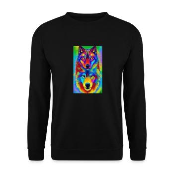 Wolf | Raubtier | Hund | Mystisch - Unisex Pullover - Schwarz - Vorne - Alina (178cm) & Michal (187cm)