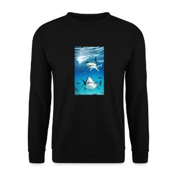 Shark | Great White Shark | Sea creature | Fish - Unisex Sweatshirt - black - Front - Alina (178cm) & Michal (187cm)