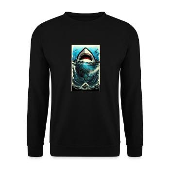 Shark | Great White Shark | Sea creature | Fish - Unisex Sweatshirt - black - Front - Alina (178cm) & Michal (187cm)