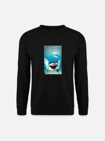 Hai | Weißer Hai | Meerestier | Fisch - Unisex Pullover - Schwarz
