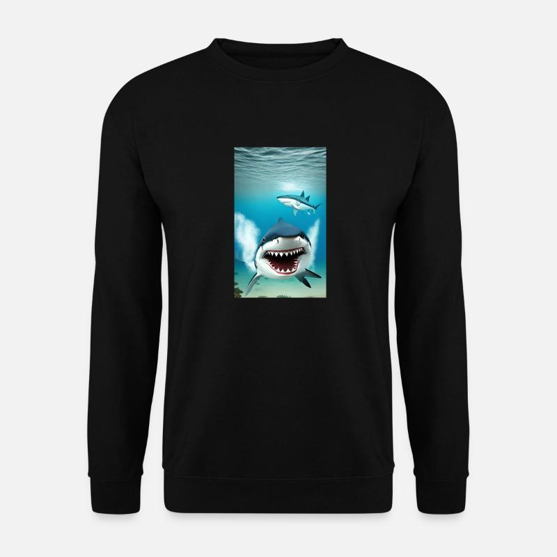 Hai | Weißer Hai | Meerestier | Fisch - Unisex Pullover - Schwarz