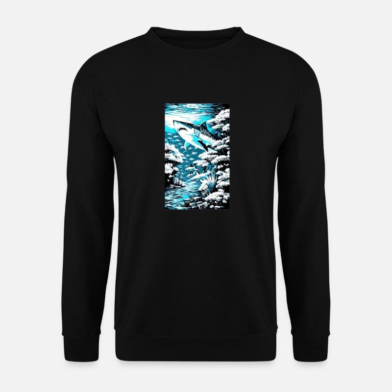 Hai | Weißer Hai | Meerestier | Fisch - Unisex Pullover - Schwarz