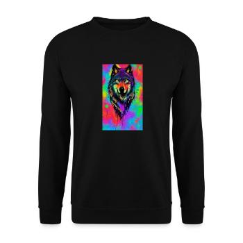 Loup | Prédateur | Chien | Mystique - Sweat-shirt Unisexe - noir - Devant - Alina (178cm) & Michal (187cm)