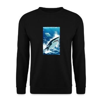 Shark | Great White Shark | Sea creature | Fish - Unisex Sweatshirt - black - Front - Alina (178cm) & Michal (187cm)