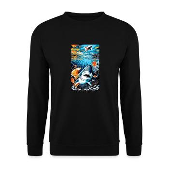 Shark | Great White Shark | Sea creature | Fish - Unisex Sweatshirt - black - Front - Alina (178cm) & Michal (187cm)