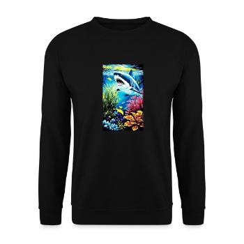Shark | Great White Shark | Sea creature | Fish - Unisex Sweatshirt - black - Front - Alina (178cm) & Michal (187cm)