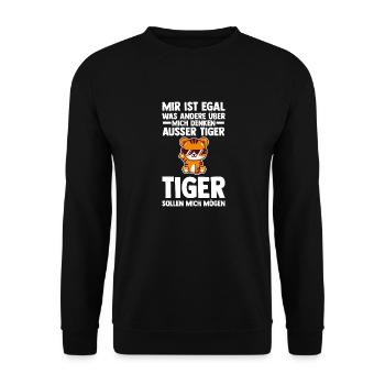 Tiger Motiv - Unisex Pullover - Schwarz - Vorne - Alina (178cm) & Michal (187cm)