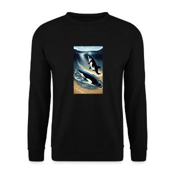 Orca | Whale | Killer whale | Sea creature | Ocean - Unisex Sweatshirt - black - Front - Alina (178cm) & Michal (187cm)