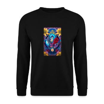 Flowers | Birds | Nature | Butterfly | Floral - Unisex Sweatshirt - black - Front - Alina (178cm) & Michal (187cm)