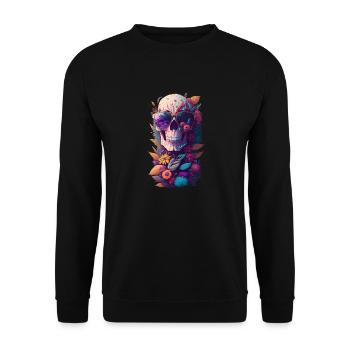 Skull with flowers - Unisex Sweatshirt - black - Front - Alina (178cm) & Michal (187cm)