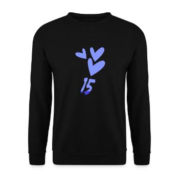 15. 15 YEARS. 15th ANNIVERSARY. BIRTHDAY 15 YEARS. - Unisex Sweatshirt - black - Front - Alina (178cm) & Michal (187cm)
