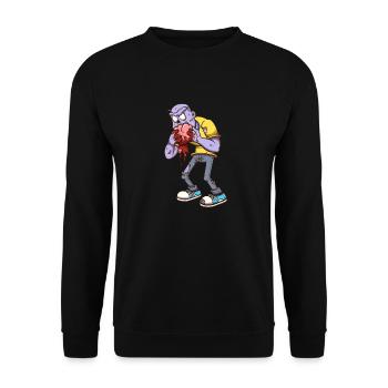 Zombie fressendes Gehirn - Unisex Pullover - Schwarz - Vorne - Alina (178cm) & Michal (187cm)