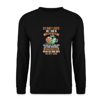 Langschläfer Sportmuffel Morgenmuffel Lustige Sprü - Unisex Pullover - Schwarz - Vorne - Alina (178cm) & Michal (187cm)
