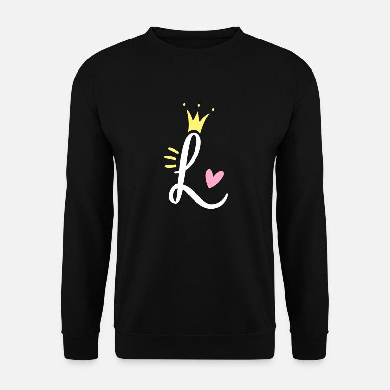 Buchstabe L Anfangsbuchstabe Krone - Unisex Pullover - Schwarz