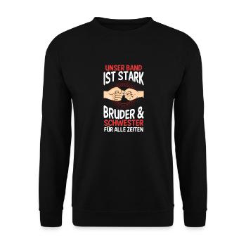 Geschwister Bruder und Schwester - Unisex Pullover - Schwarz - Vorne - Alina (178cm) & Michal (187cm)