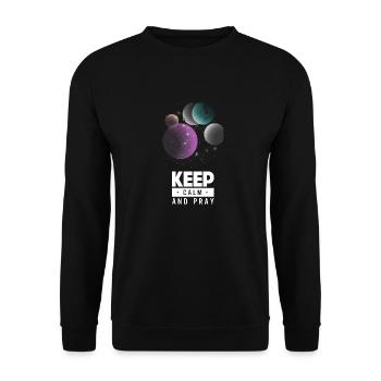 Keep Calm and Pray - Unisex Pullover - Schwarz - Vorne - Alina (178cm) & Michal (187cm)