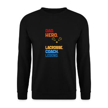 Dad Hero Lacrosse Coach Legend 2024 Retro Vintage - Unisex Sweatshirt - black - Front - Alina (178cm) & Michal (187cm)